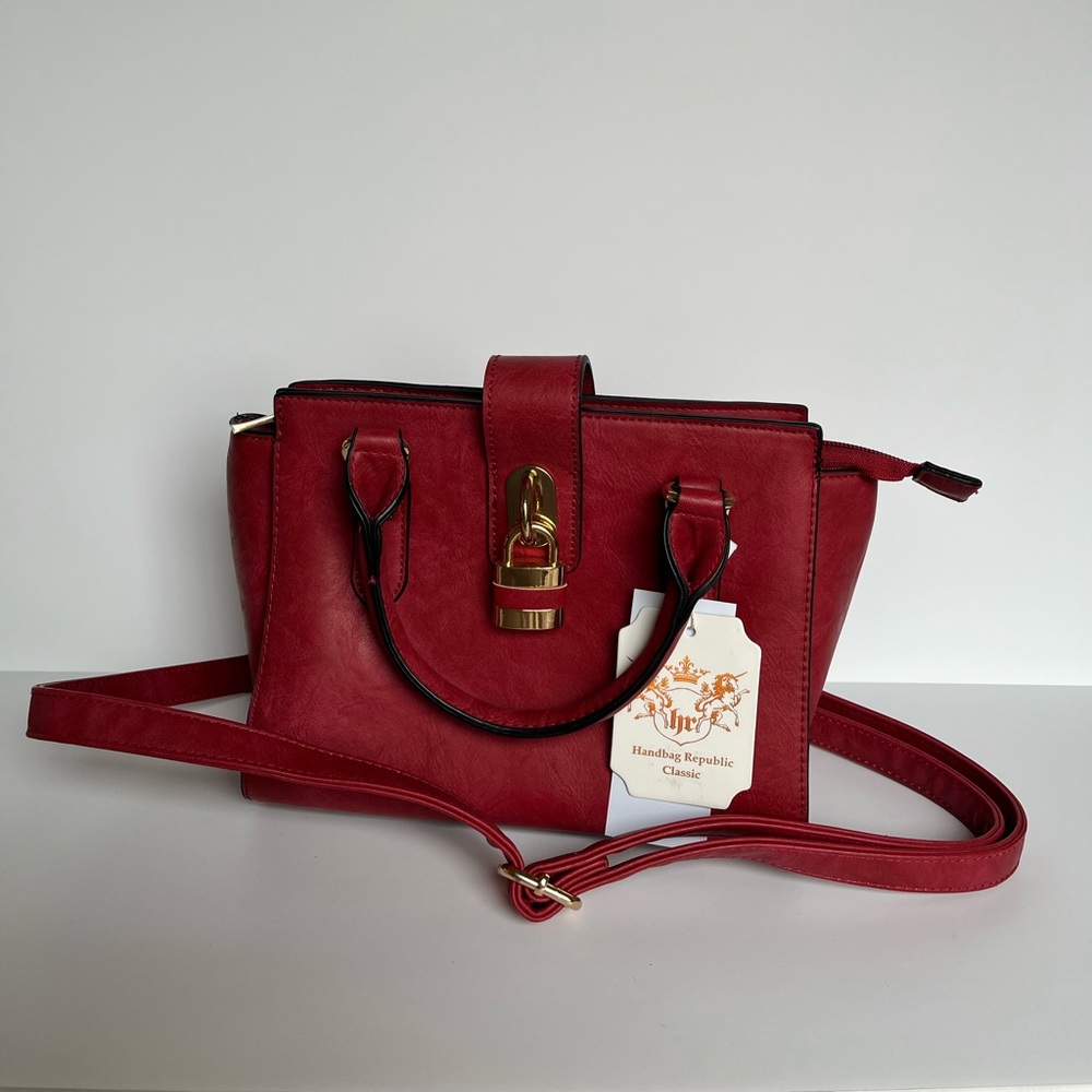 Red Faux Leather Crossbody
